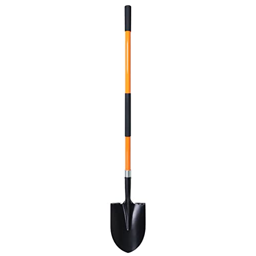 VNIMTI Heavy Duty Gardening Shovel, 56 Inch Round Blade with Fiberglass Handle (Orange)