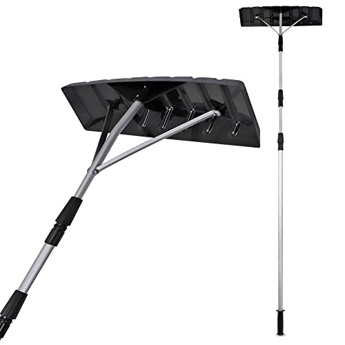 Snow Rake Shovel for Roof Cleaning, with 21 Feet Twist-N-Lock Extendable Lightweight Aluminum Handle