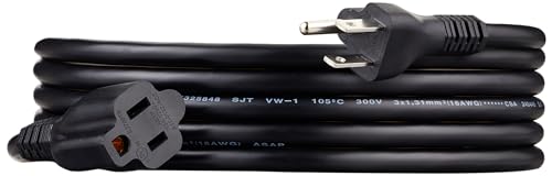 Amazon Basics Extension Cord, 10 Ft, 3 Prong Outlet Extender, Indoor Extension Cord, 13 Amps, 125V, Black