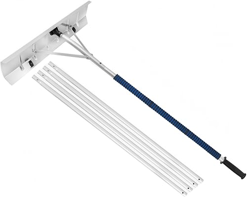 GMAK Snow Roof Rake with 26'' Wide Blade and Wheels, 20FT Telescopic Roofs Shovel Aluminium Snow Removal Tool, Anti-Slip Handle Grip, Snow Rake for Winter Housetop Roof, Truck Lorry Snow, Leaves