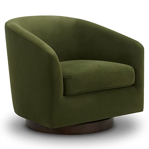 CHITA Swivel Accent Chair, FSC Certified Upholstered Velvet Barrel Chair for Living Room, Fully Assembled, Forest Green