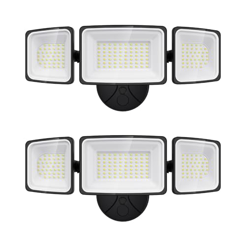 Onforu 130W Flood Lights Outdoor, 2 Packs Outdoor Security Lights 13000LM, 6500K LED Outdoor Flood Lighting Fixture, 3 Adjustable Heads, IP65 Waterproof Exterior Floodlight for Yard,Garage,Eave Mount