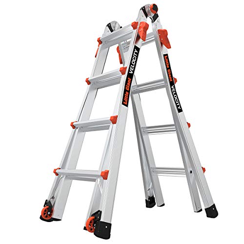 Little Giant Ladders, Velocity with Wheels, M17, 17 Ft, Multi-Position Ladder, Aluminum, Type 1A, 300 lbs Weight Rating, (15417-001)