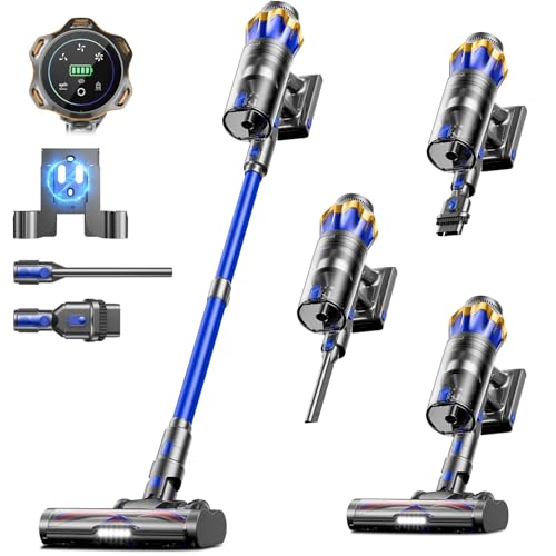 Cordless Vacuum Cleaner, Upgraded 600W 50KPA 70Mins Cordless Stick Vacuum Cleaner with Self-Standing and Touch Screen, Anti-tangle Wireless Vacumm, Vacuum Cleaners for Home/Pet Hair/Carpets/Floors