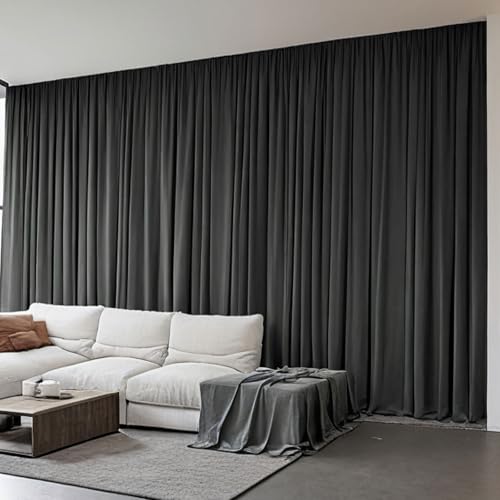Grichril Home Theater Curtains Soundproof Room Separator, Room Divider Curtains for Ceiling Track System or Rod with Hooks 52 100 120 180 inch Wide, Privacy Floor to Ceiling Curtain, 1 Panel
