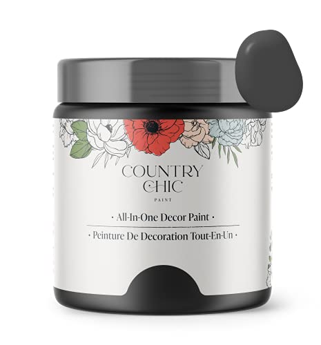 Country Chic All-in-One Chalk Paint for Furniture, Cabinets, Home Decor, Eco-Friendly, Matte Finish, Built-In Primer & Top Coat for Wood, Metal - Liquorice (Black) - Pint 16 oz (475 ml)