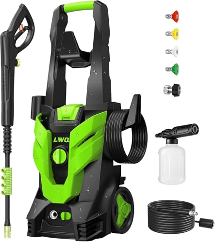 Pressure Washer, Washer with 4 Quick Connect Nozzles, Pressure Cleaning Machine with Foam Cannon for Cars/Fences/Driveways/Patios/Home Cleaning
