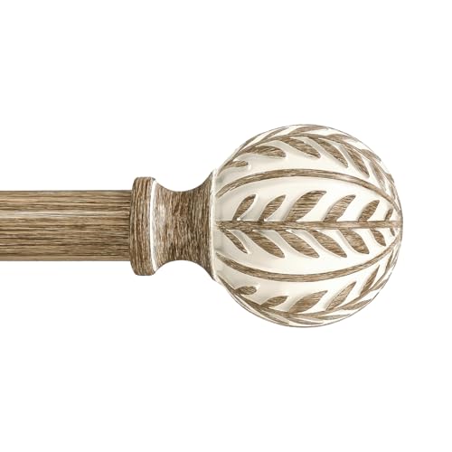 QDWIS Rustic Wood Leaf Curtain Rod