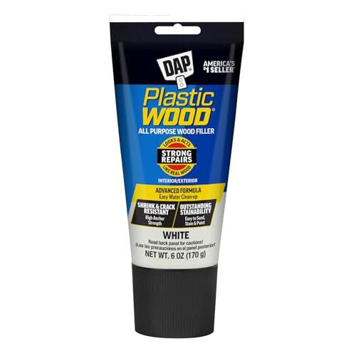 DAP Plastic Wood All Purpose Latex Wood Filler, White, 6 Oz - Packaging may vary