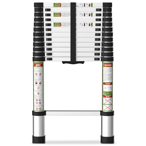 SPIEEK Telescoping Ladder for RV & Attic, 16.5FT Aluminum Extension Ladder with Dual Locking Mechanism, Max Load 330lbs, Compact Foldable Ladder for Roof, Home, Travel Trailer & Multi-Surface Use
