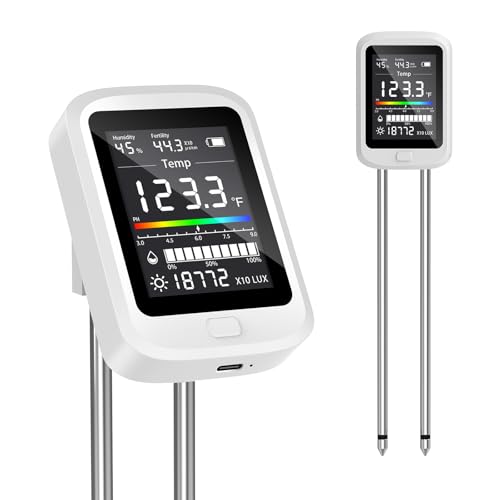 TERRU 6-in-1 Soil Moisture Meter with pH, Nutrient, Sunlight, Temperature & Humidity | Multi-Function Tester for Garden, Lawn and Indoor Plants | Factory-Permanent Calibration