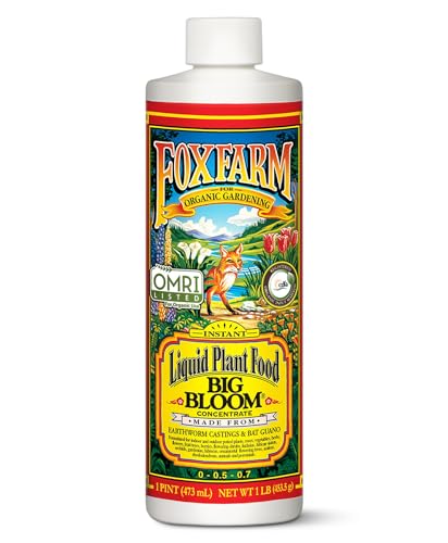 FoxFarm - Big Bloom Plant Food, Liquid Fertilizer Concentrate for Flowers, Fruits, and Vegetables, All Purpose Plant Fertilizer for Indoor & Outdoor Potted Plants, NPK 0-0.5-0.7 (Pint)