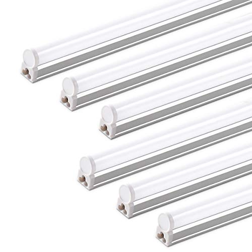 Barrina (6 Pack LED T5 Integrated Single Fixture, 4FT, 2200lm, 6500K Super Bright White, 20W Utility LED Shop Light, Ceiling and Under Cabinet Light, Corded Electric with ON/Off Switch, ETL Listed