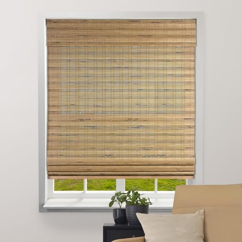 ARLO BLINDS Sheer Bamboo Roman Shades with Valance - Tuscan, 34