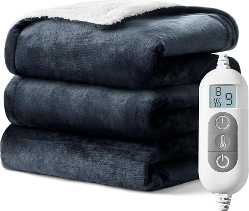 Heated Blanket,Soft Flannel Heated Throw Blanket,Fast Heating Electric Throw Blanket with 8 Heating Levels,9 Hours Auto Shut Off,Overheating Protection, Machine Washable Prefer for Home