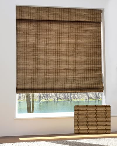 UNISHADES Cordless Bamboo Roman Shades for Windows, Blinds Size (34