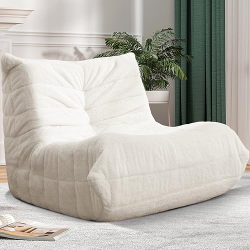 Cansunna Beige Plush Bean Bag Lounger