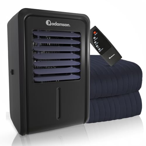 Adamson B10 Navy Blue Bed Cooling System - Twin 75” L x 39” W - 100% Cotton Mattress Cooling Bed Pad for Night Sweats - Water Bed Cooler - Ideal for Hot Sleepers - 5-Year Assurance