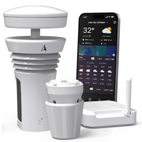 Tempest Weather Station with Built-in Wind Meter, Rain Gauge, and Accurate Weather Forecasts, Wireless, App and Alexa Enabled