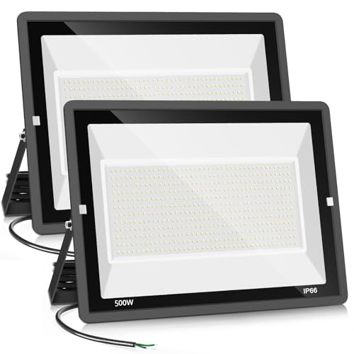 500W 2pack LED Flood Light Outdoor,(2750W Equivalent)Super Bright 58,500LM Daylight 5000K IP66 Waterproof Security LED Arena Lights,Commercial Lighting Floodlight for Backyard|Court|Stadium|Fields