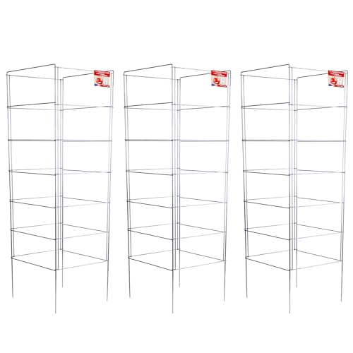 Cedar Ridge Square Foldable Tomato Cages - Made in USA Heavy Duty Plant Support for Vegetable Garden, Vegetables, and Flowers - Stakes and Trellis for Climbing Plants (13x56) 3-Pack