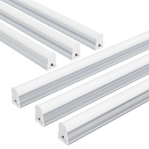 Ensenior 6-Pack T5 LED Shop Lights, 4FT 2000LM 6500K Super Bright White Integrated Single Fixture, 20W Linkable Utility Commercial Lighting for Gym/Garage/Ceiling/Under Cabinet, Plug & Play