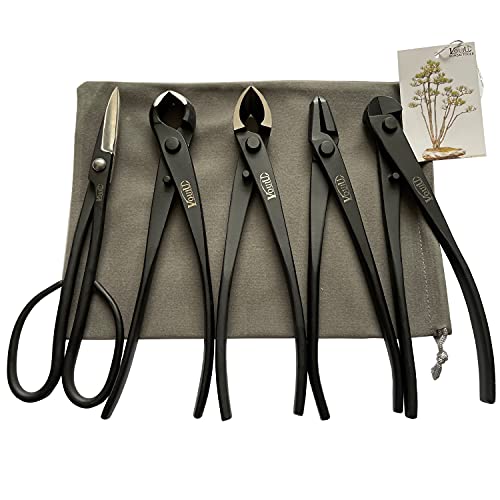 VOUIU 5-Piece Bonsai Tool Set,Knob Cutter,Concave Cutter,Wire Cutter,Jin Pliers,Bonsai Scissors