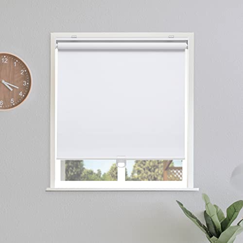 Sunoff Blackout Roller Shades Blinds Cordless for Windows Pull Down Room Darkening Door Blinds with Thermal Insulated Easy to Install for Living Room,Bedroom,Home,Office Bathroom White 22