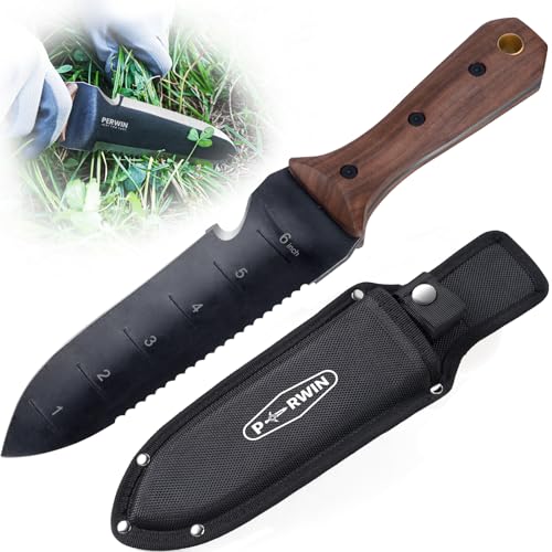 PERWIN Hori Hori Garden Knife, Garden Tools with Sheath for Weeding, Planting, Digging, 7