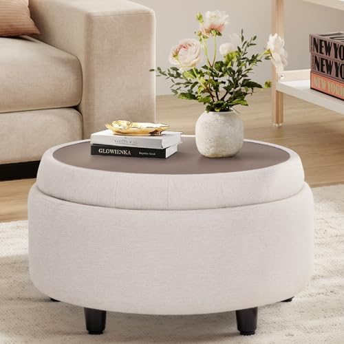 COLAMY Fabric Round Storage Ottoman