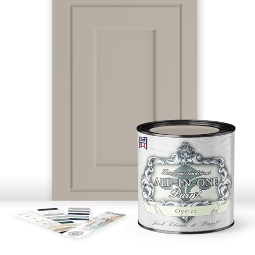 ALL-IN-ONE Paint, Oyster (taupe), Quart - Durable cabinet and furniture paint. Built in primer and top coat, no sanding needed. Includes our 30 featured color card.