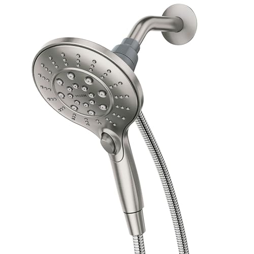 Moen Engage Spot Resist Brushed Nickel Six-Function 5.5-Inch Removable Handheld Showerhead with Magnetic Docking System, 26112SRN