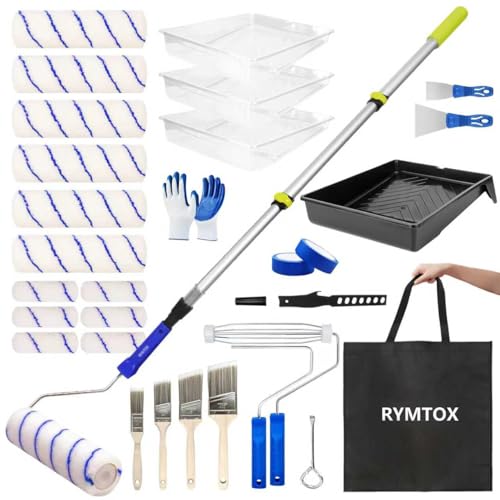 Rymtox 33PCS Paint Roller Kit with Extension Pole