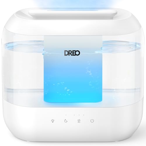 Dreo Humidifiers for Bedroom, 4L Top Fill for Large Room, 36H Runtime, 28 dB Quiet Supersized Cool Mist Air Humidifier for Baby Nursery, Plants, Indoor, Night Light, Easy to Clean & Fill, White