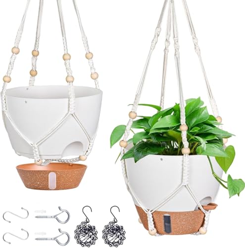 10 Inch Tall Hanging Planters & Baskets for Indoor Plants (2 Pack) – Self Watering Flower Pots with Deep Design & Visual Water Window, Perfect for Large Plants Like Pothos, Monstera,Spider plant