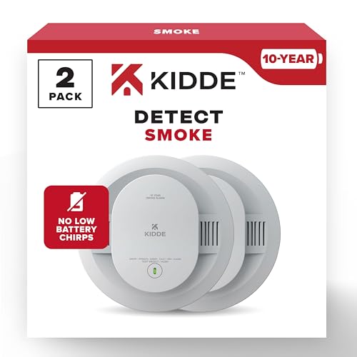 Kidde Smoke Detector, 10-Year Battery Powered, LED Warning Light Indicators, 20SD10, 2 Pack