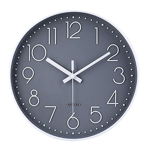 jomparis Wall Clock 12 Inch Non-Ticking Silent Battery Operated Round Wall Clock Modern Elegant Simple Style Clock for Home Office Kitchen Bedroom Living Room