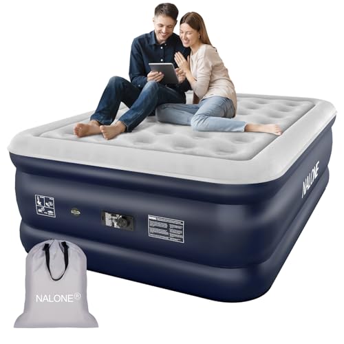 nalone Air Mattress Full with Built in Pump, 18'' Luxury Self Inflatable Mattress, 2025 Upgraded Fast Blow Up Mattress with Carry Bag, Portable Air Bed for Home, Travel & Camping, 650lbs Max