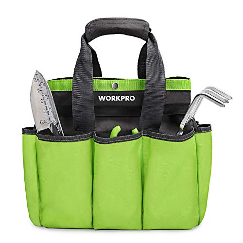 WORKPRO Garden Tool Bag, 8 Pockets Gardening Bag, Heavy Duty Oxford Garden Tote Caddy (Tools NOT Included), 12