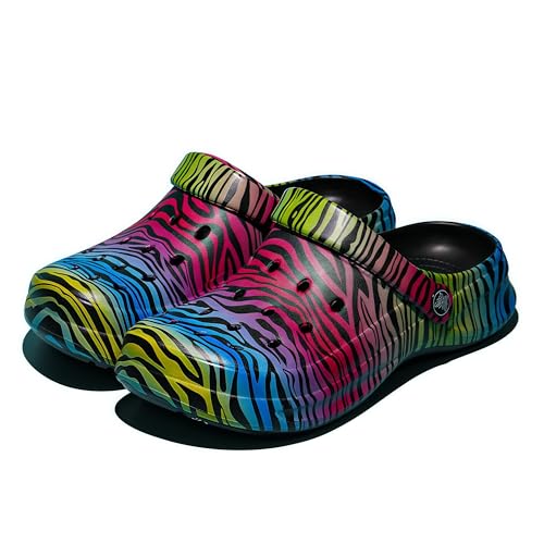 HoEase Tie-dye Garden Clogs for Women, Comfortable Slip-on Clog Shoes for Gardening, Beach, Pool, Outdoor & Indoor Use, Slippers & Sandals for All Seasons (S01, 40)