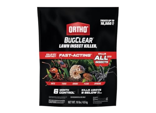 Ortho BugClear Lawn Insect Killer1 – Kills Ants, Spiders, Ticks, Fleas, Armyworms & Grubs, 10 lb Granules Treats Up to 16,500 sq. ft.