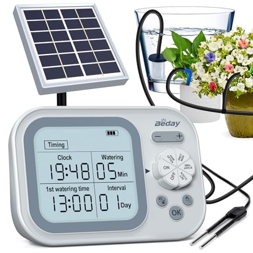 Solar Automatic Drip Irrigation System Houseplant Auto Self Watering Device Waterer for 15 Potted Plants Outdoor Indoor Garden Balcony Vacation While Away