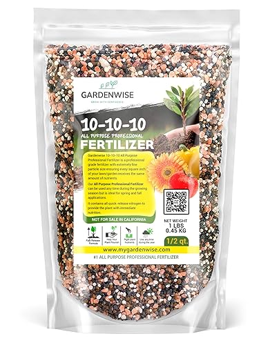 10-10-10 Plant Fertilizer Slow Release - 10 10 10 All Purpose Granular Garden Fertilizer for Vegetables, Tomato, Arborvitae, Shrubs, Rose, Flowers, Fruit, Fig Trees (1/2 Quart)