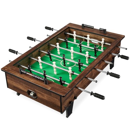Best Choice Products 40in Tabletop Foosball Table, Compact Mini Arcade Table Hand Soccer for Kids and Adults, Home, Game Room w/ 2 Balls - Dark Wood