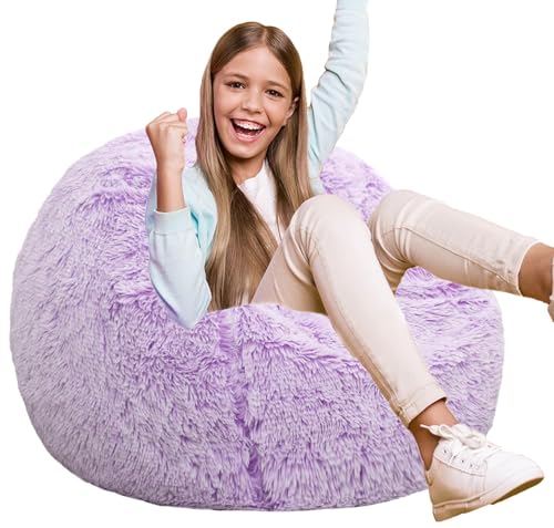 Lavender Fluffy Bean Bag Chair