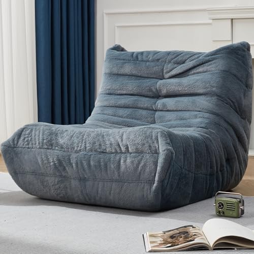 Hobestluk Bluegrey Plush Bean Bag Sofa