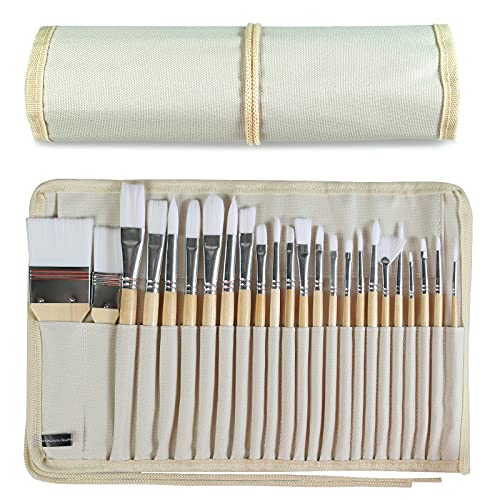 24-Piece Wooden Handle Paint Brush Set