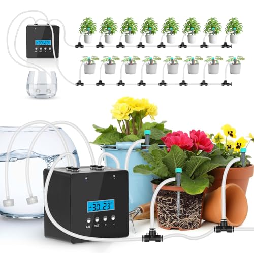 DAOTAILI Automatic Watering System for Potted Plants | Indoor Plant Waterer with 30-Day Timer, Dual Self-Priming Pumps, Drip Irrigation Kit for 20 Plants