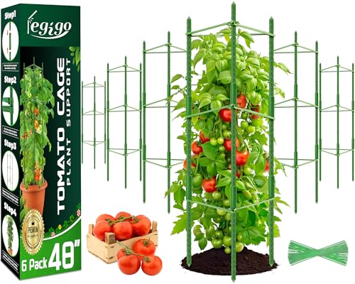 Legigo 6-Pack Tomato Cage for Garden Plant Support- Up to 48inch Garden Stakes Tomato Cage, Tomato Trellis for Potted Plants, Tomato Cages Plant Stakes for Climbing Vegetables Plants Flowers