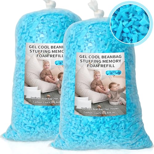 Jecqbor Bean Bag Filler, 10lbs Shredded Memory Foam Filling, Soft Pillow Stuffing Bean Bag Refill Foam for Couch, Cushion, Stuffed Animals, Dog Bed, Arts Crafts
